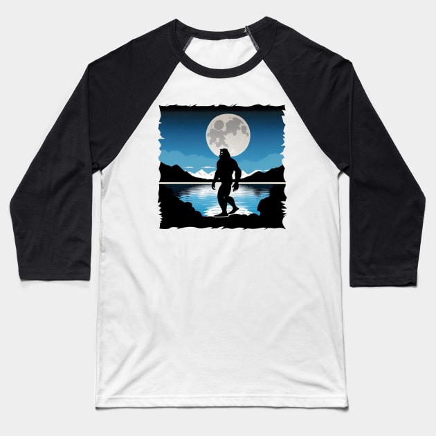 Bigfoot Moon Baseball T-Shirt by Yourex